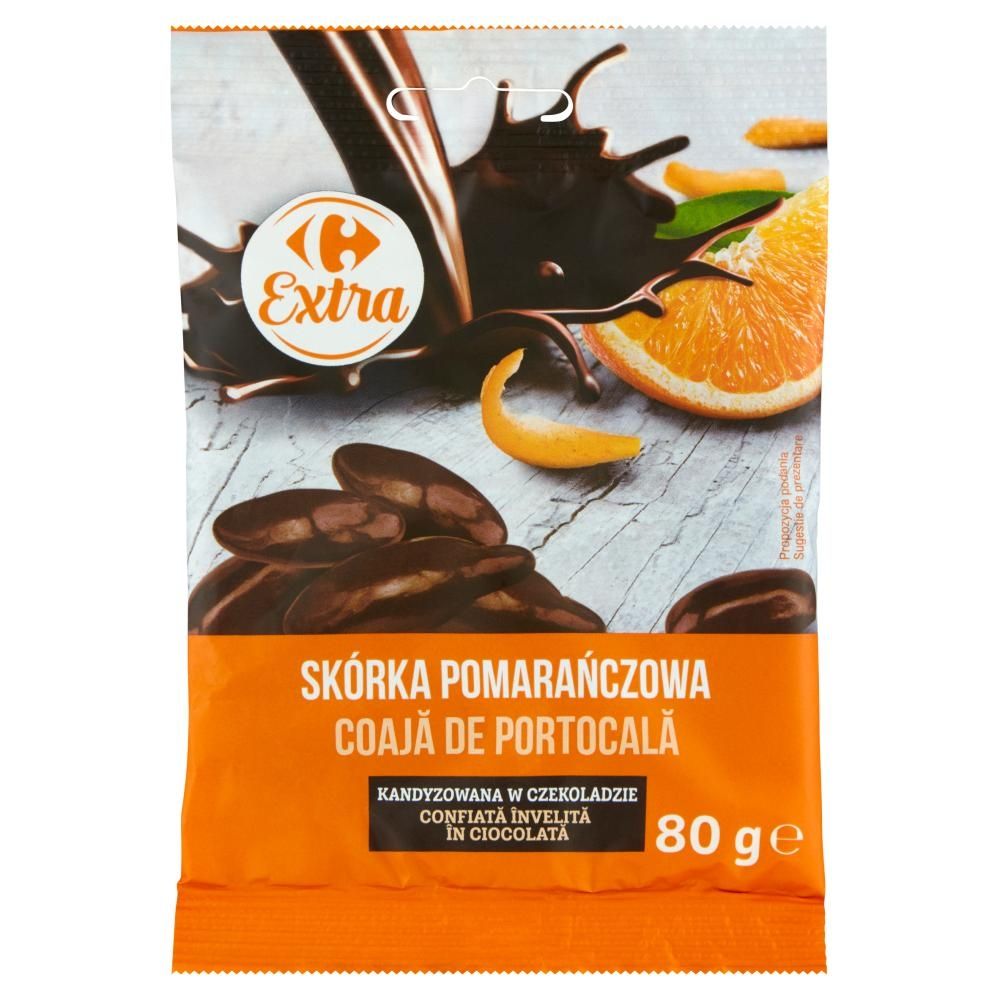Carrefour Extra Skórka pomarańczowa kandyzowana w czekoladzie 80 g