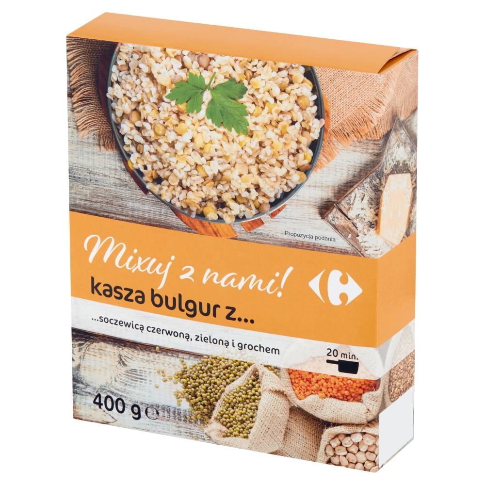 Carrefour Kasza bulgur z soczewicą czerwoną zieloną i grochem 400 g (4 x 100 g)