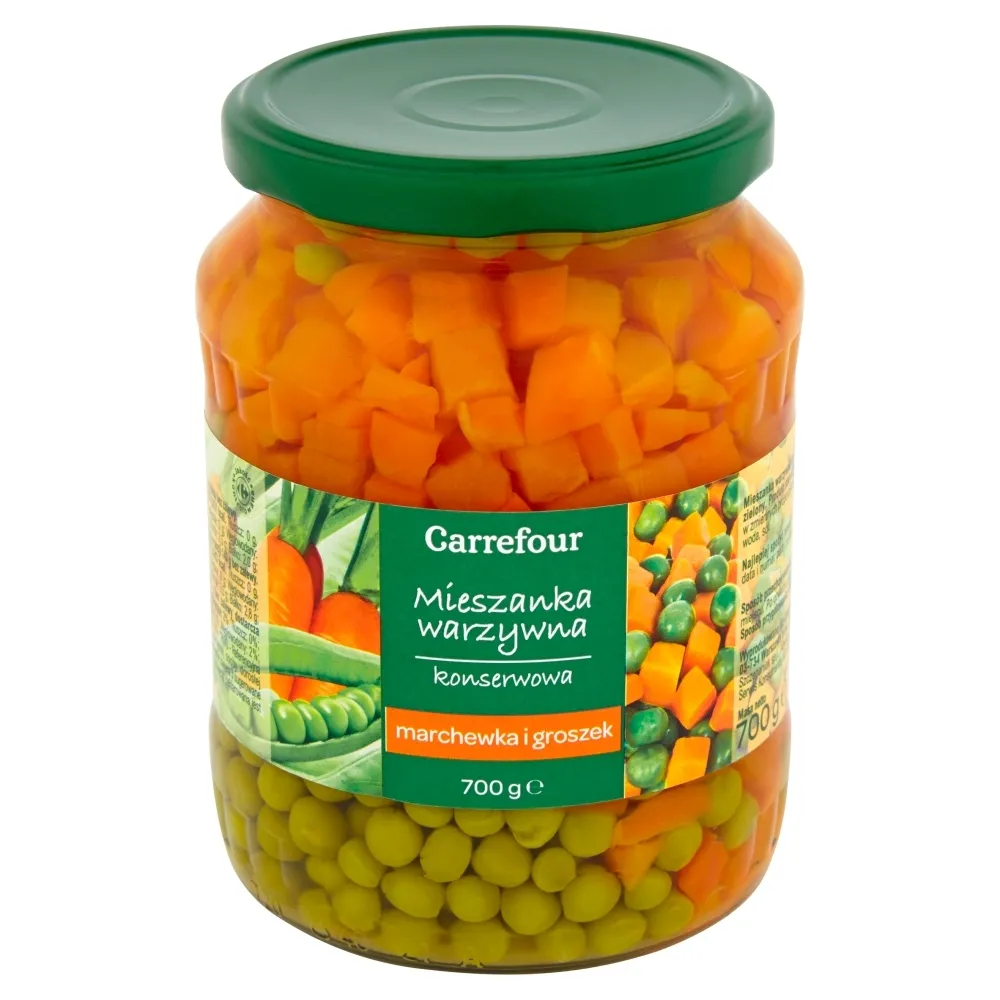 Carrefour Mieszanka warzywna konserwowa marchewka i groszek 700 g
