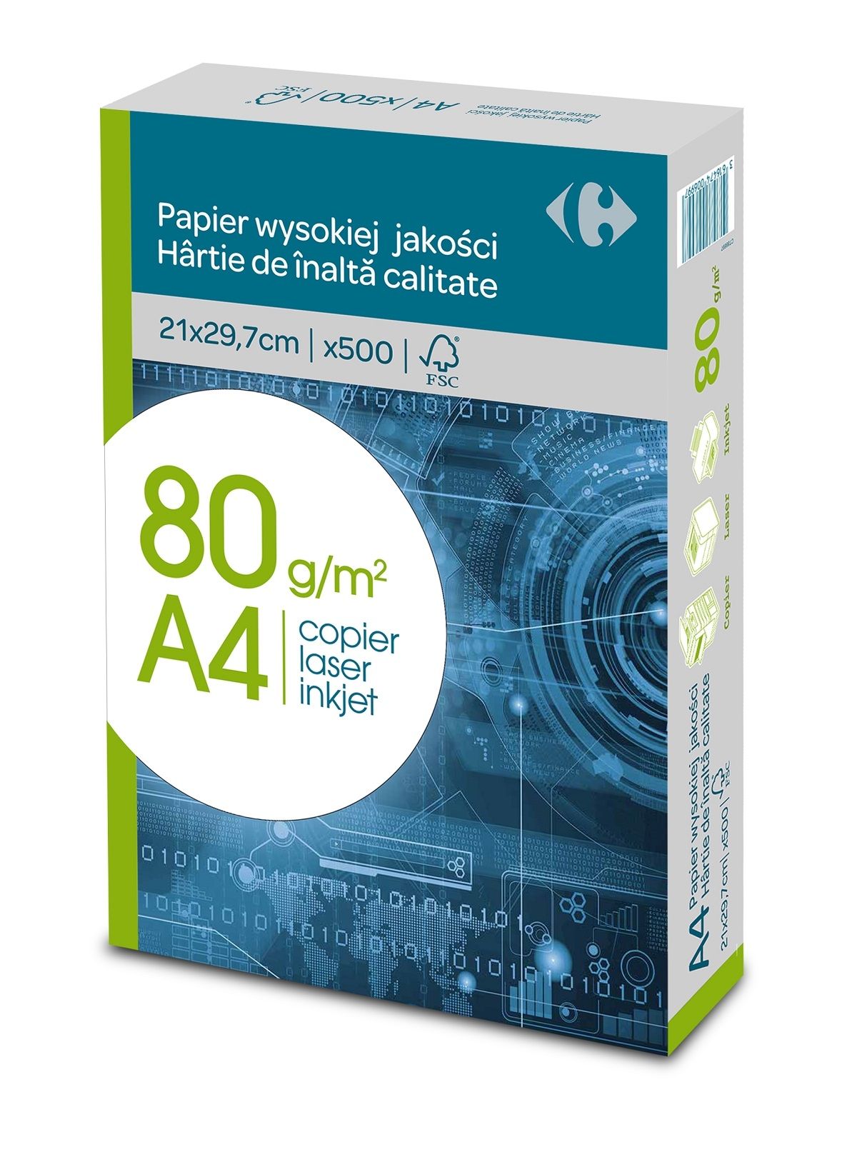 Carrefour Papier Xero A4 80 g/m2 500 kartek