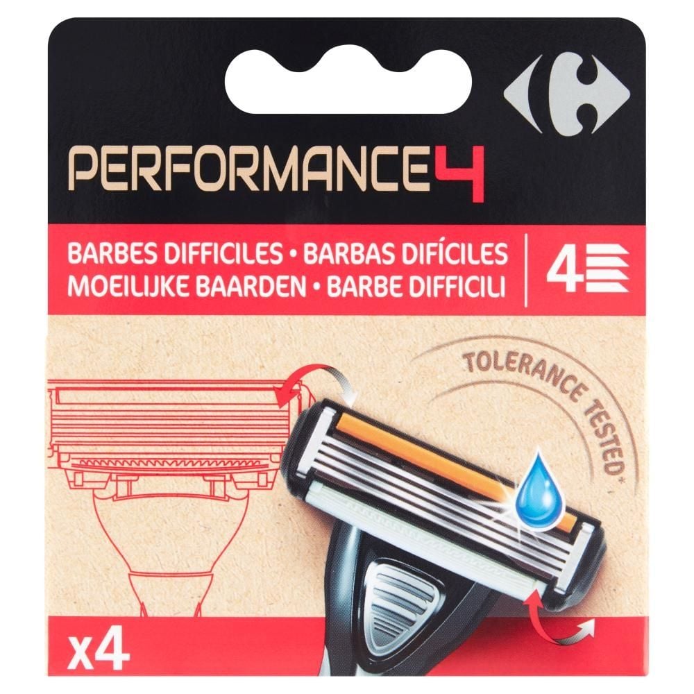 Carrefour Performance 4 Wkłady do 4-ostrzowej maszynki do golenia 4 sztuki