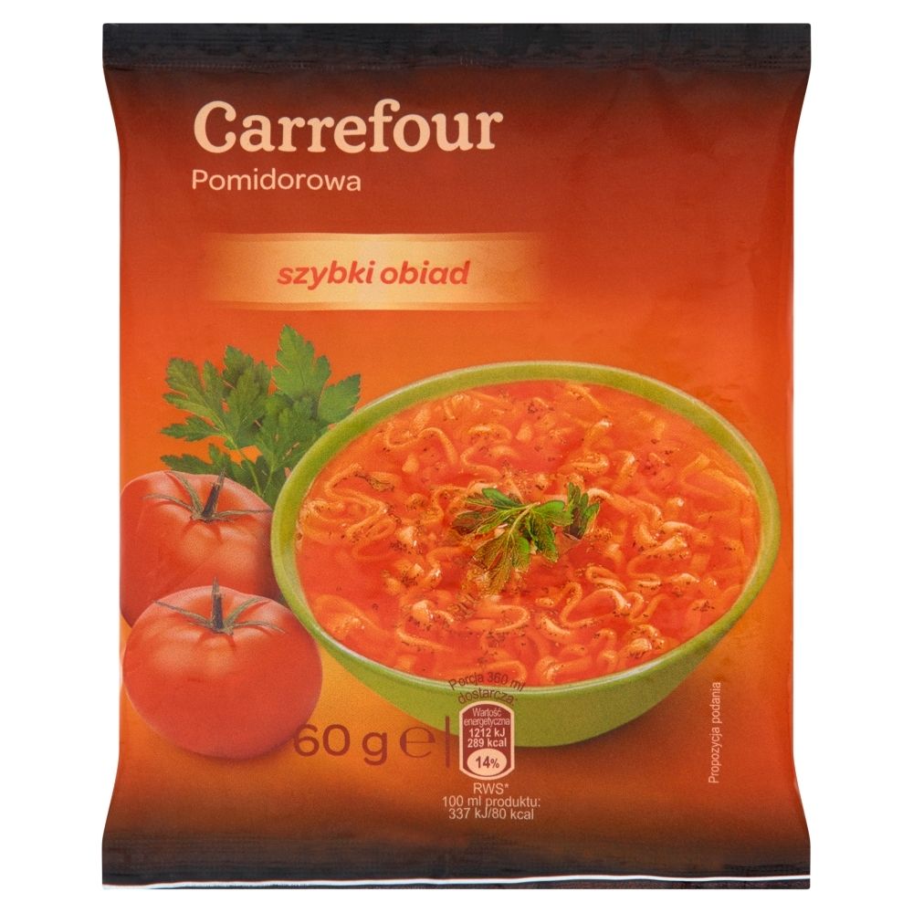 Carrefour Pomidorowa Zupa błyskawiczna z makaronem instant 60 g
