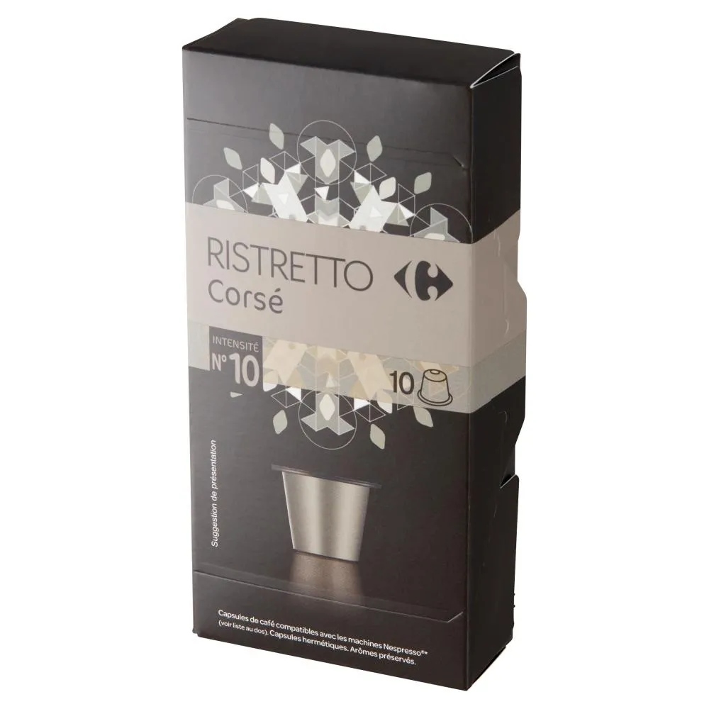 Carrefour Ristretto Corsé Kawa mielona w kapsułkach 52 g (10 sztuk)