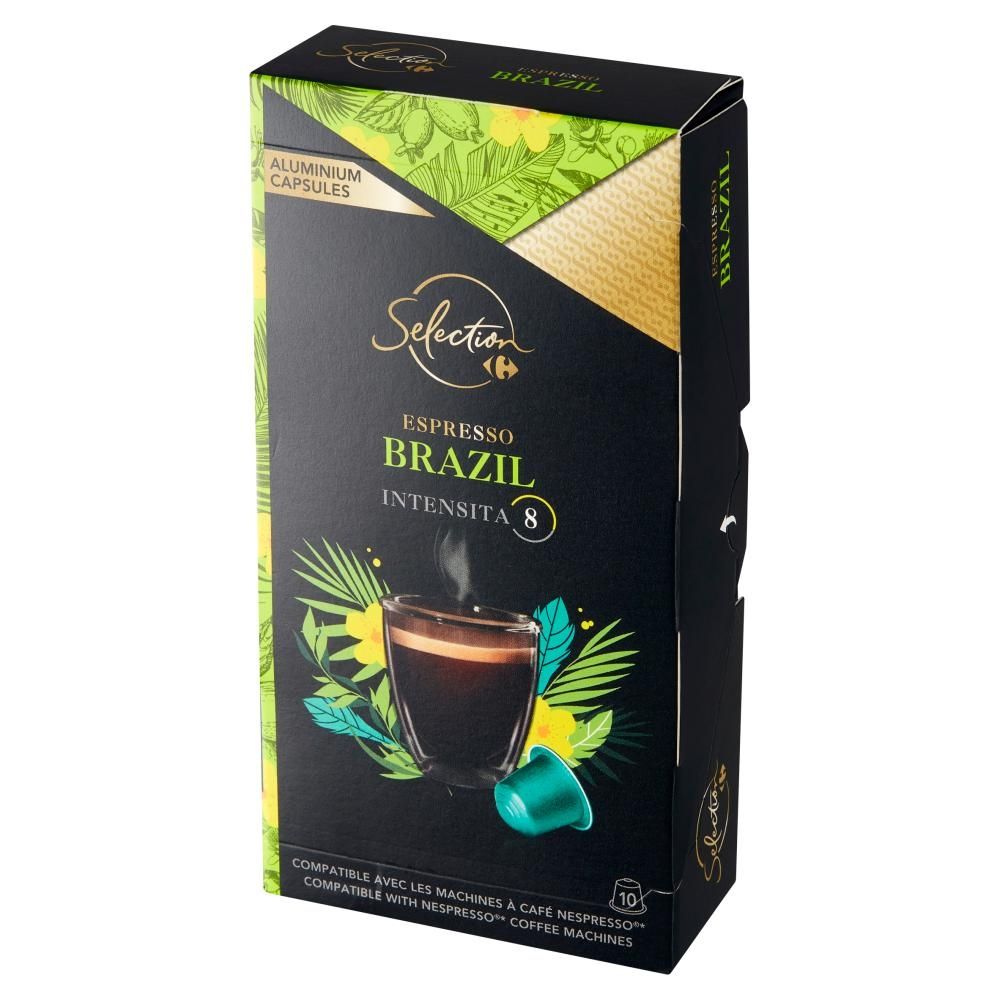 Carrefour Selection Espresso Brazil Kapsułki z kawą mieloną 52 g (10 sztuk)