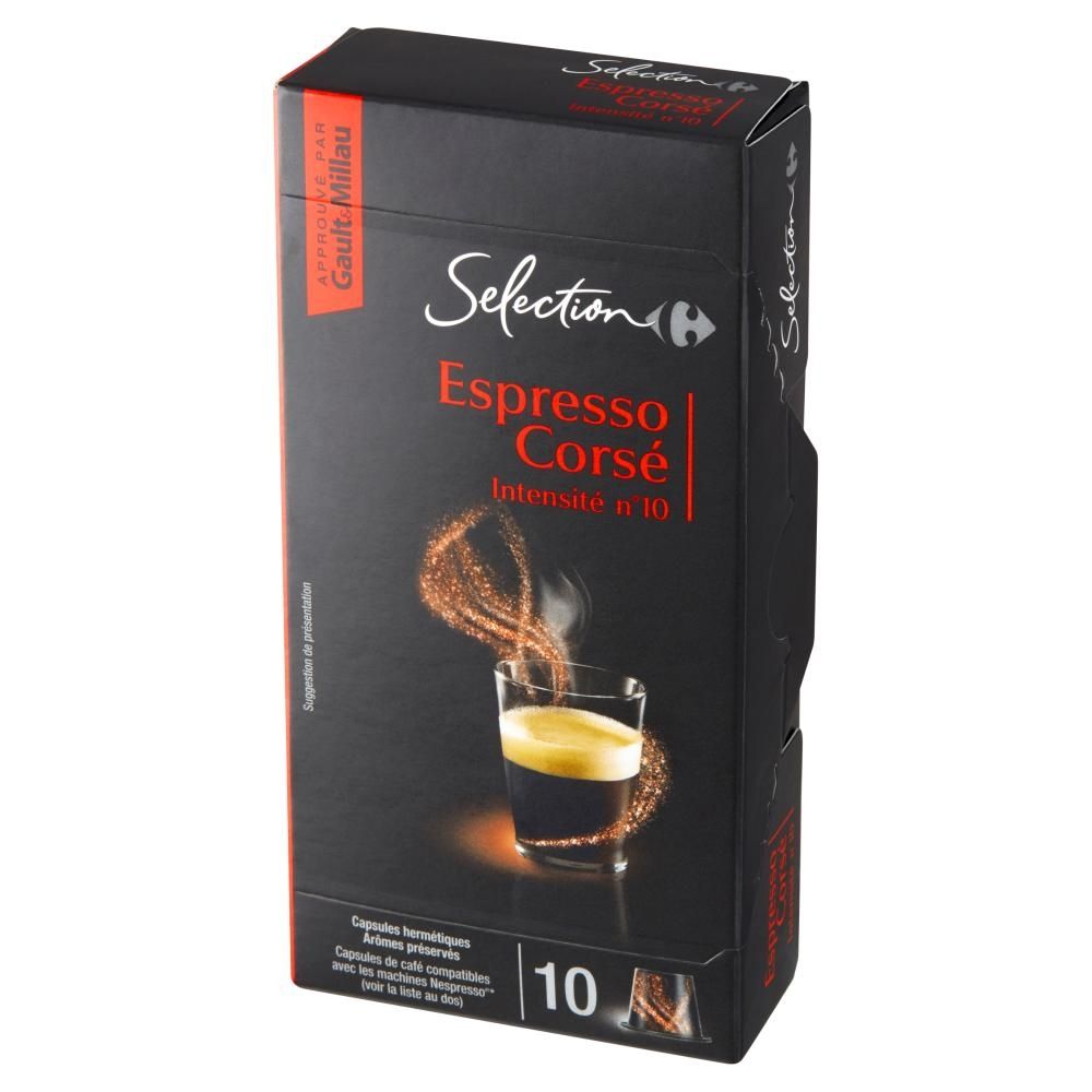 Carrefour Selection Espresso Corsé Kapsułki kawy palonej mielonej 52 g (10 sztuk)