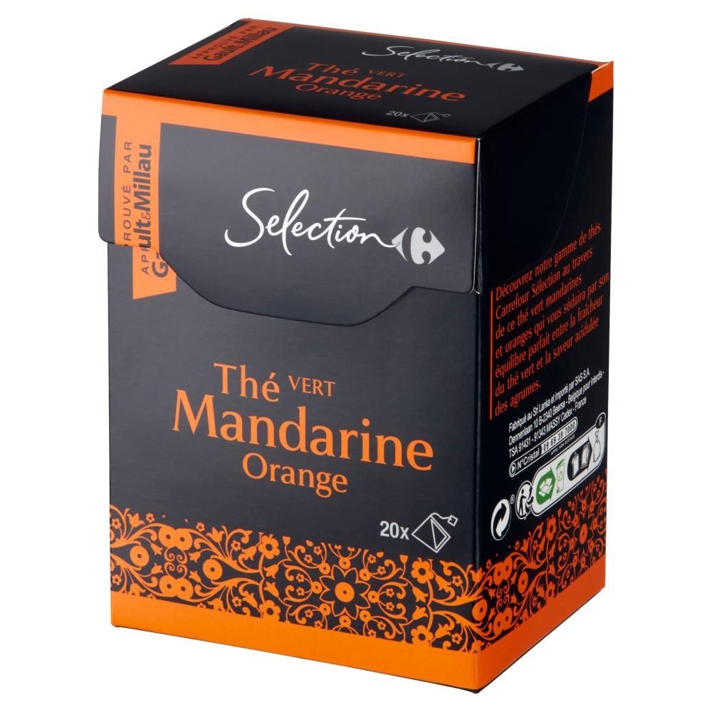 Carrefour Selection Herbata zielona o smaku pomarańczowo-mandarynkowym 36 g (20 x 1,8 g)