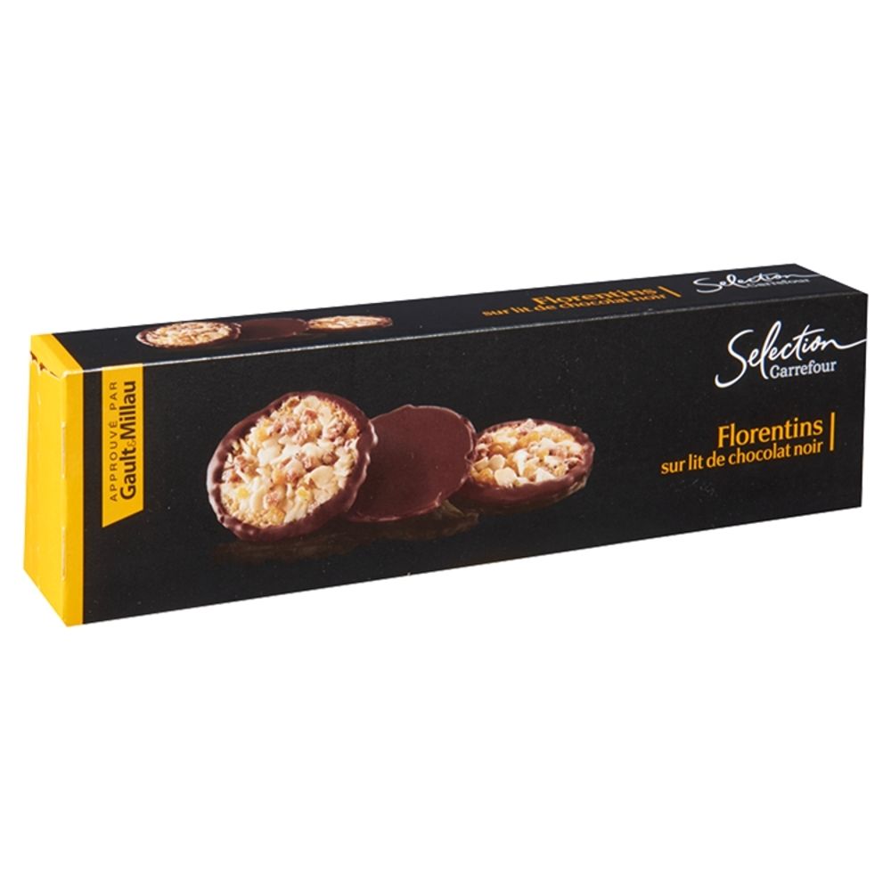 Carrefour Selection Herbatniki pokryte czekoladą deserową z kawałkami owoców i migdałami 90 g