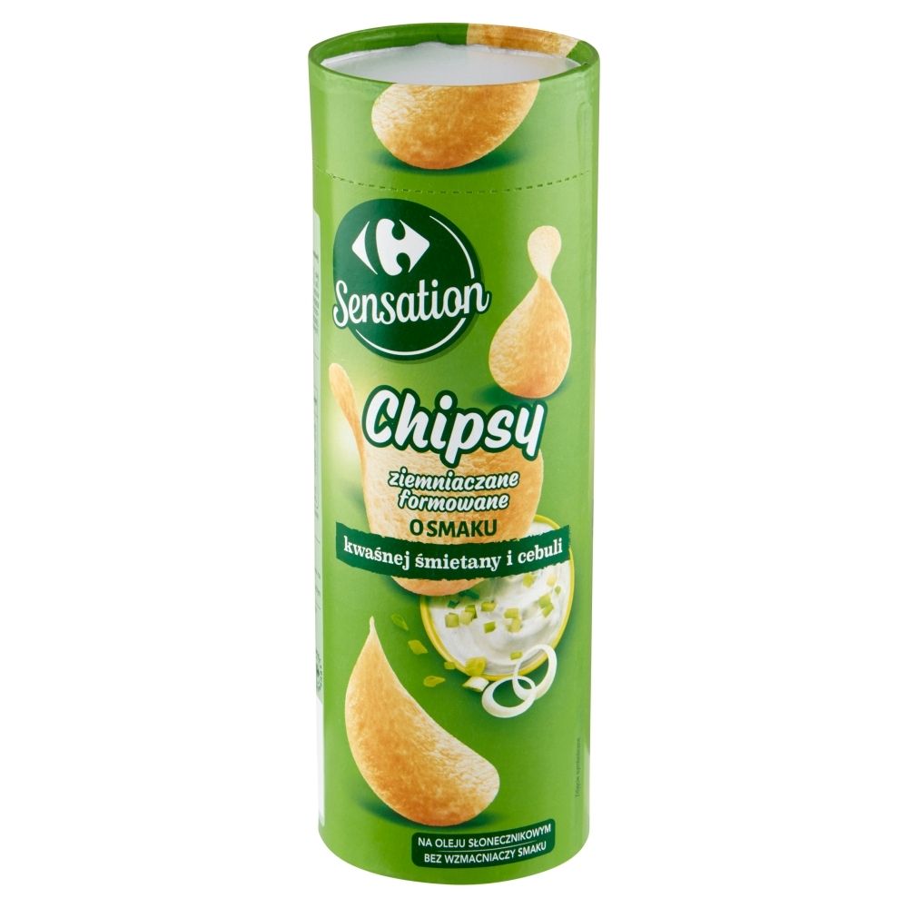Carrefour Sensation Chipsy ziemniaczane formowane o smaku kwaśnej śmietany i cebuli 100 g
