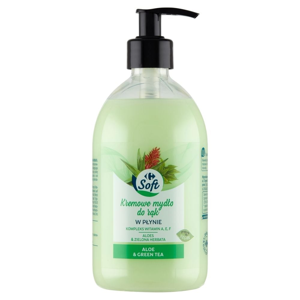 Zdjęcia - Mydło Carrefour Soft Aloe & Green Tea Kremowe  do rąk w płynie 500 ml 