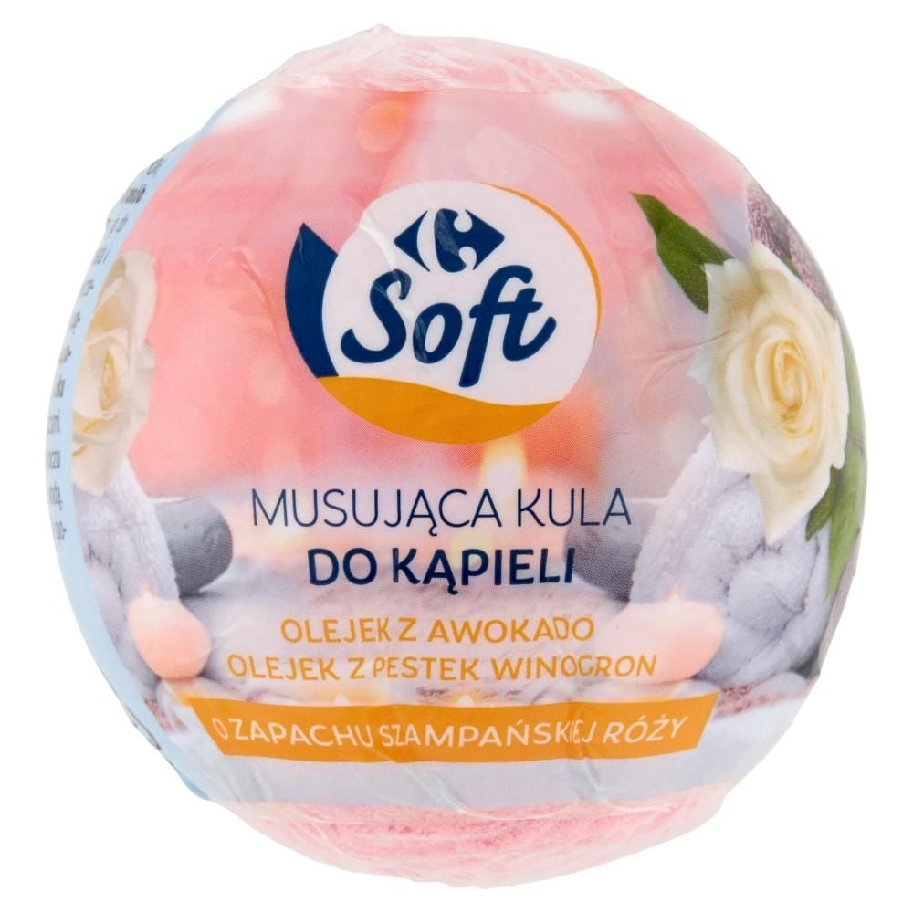 Carrefour Soft Musująca kula do kąpieli o zapachu szampańskiej róży 165 g