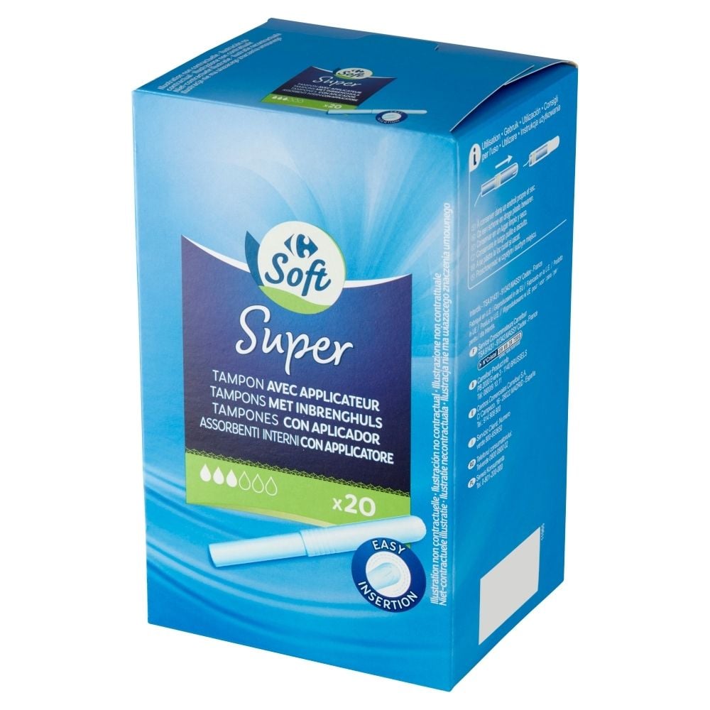 Carrefour Soft Super Tampony z kartonowym aplikatorem 20 sztuk
