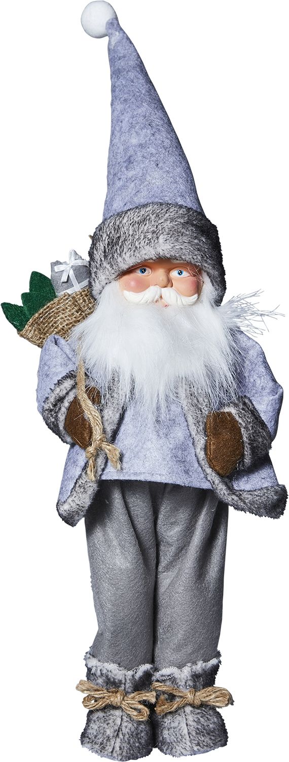 Carrefour Świąteczna figurka Mikołaj dekoracyjny 45 cm szary