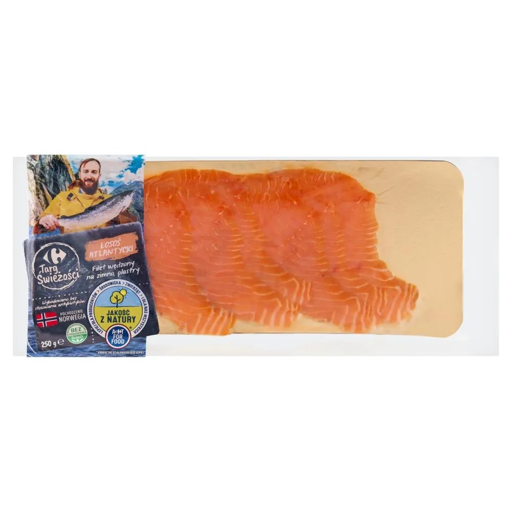 Carrefour Targ Świeżości Łosoś atlantycki filet wędzony na zimno plastry 250 g