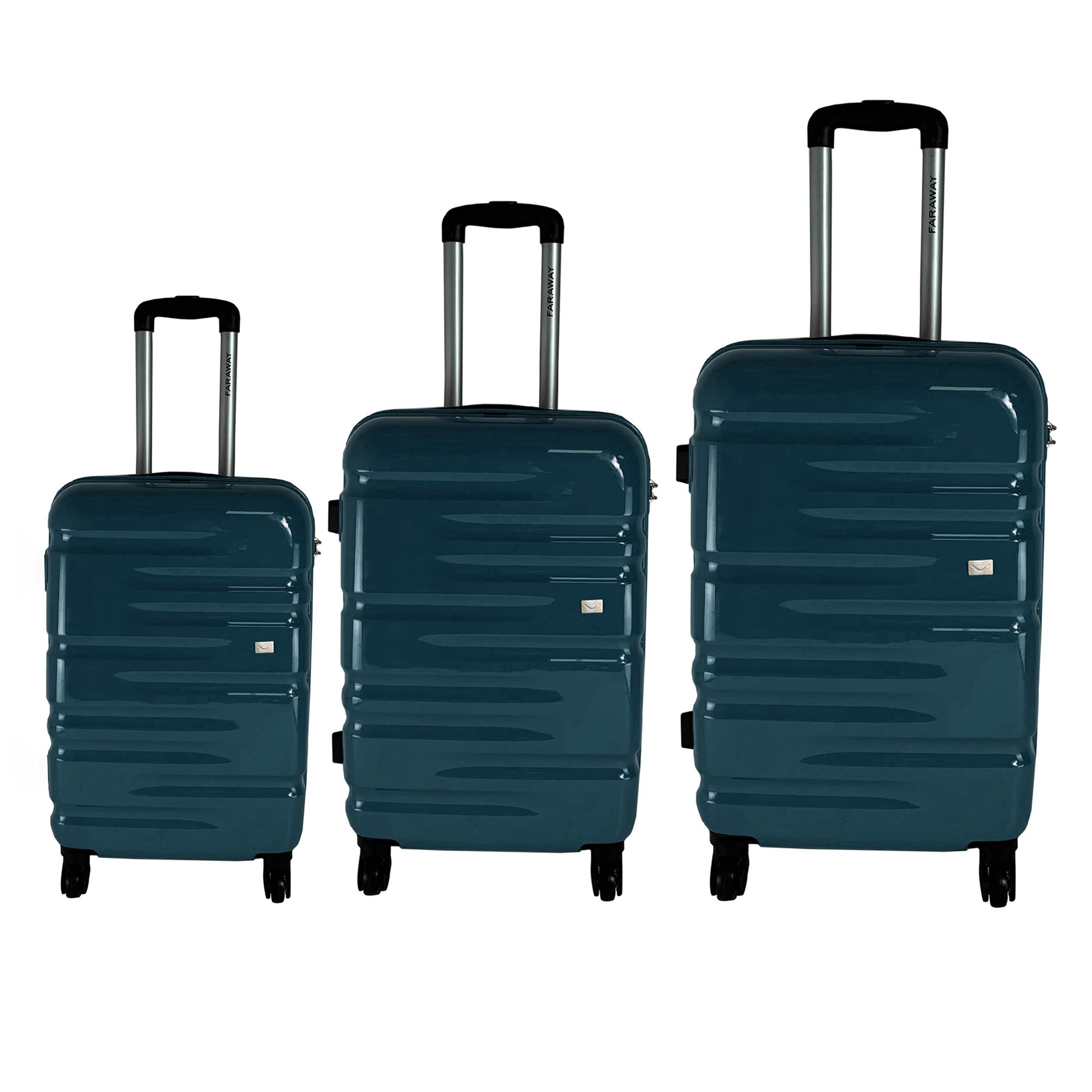 Carrefour Zestaw 3 walizek 53/61,5/72 cm ABS ciemny zielony