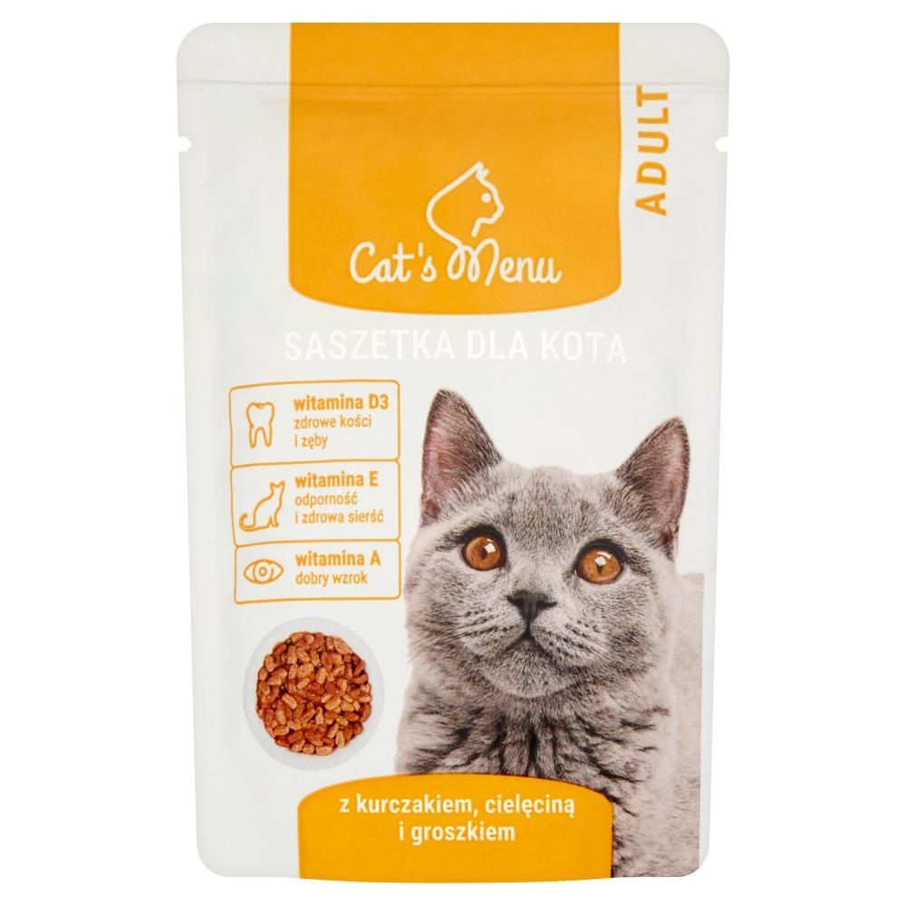 Cat's Menu Adult Saszetka dla kota z kurczakiem cielęciną i groszkiem 100 g