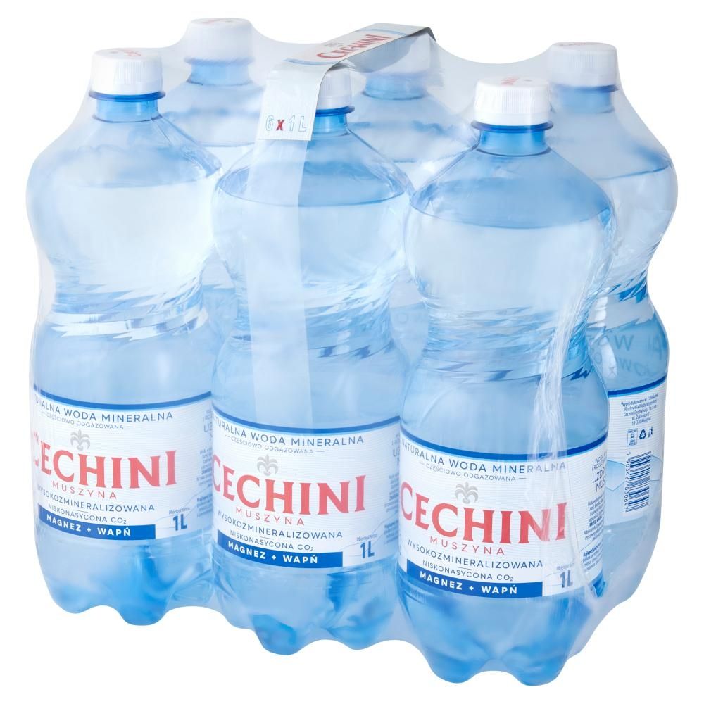 Cechini Muszyna Naturalna woda mineralna wysokozmineralizowana niskonasycona CO₂ 6 x 1 l