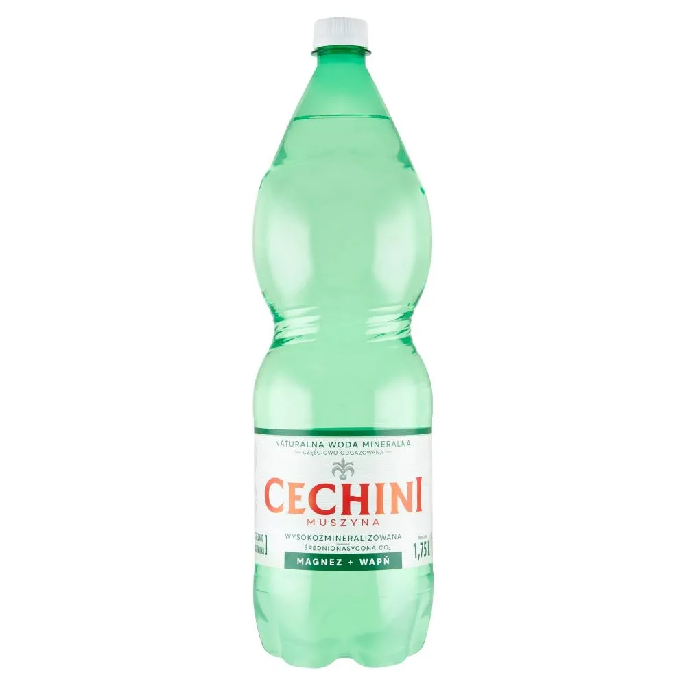 Cechini Muszyna Naturalna woda mineralna wysokozmineralizowana średnionasycona CO₂ 1,75 l