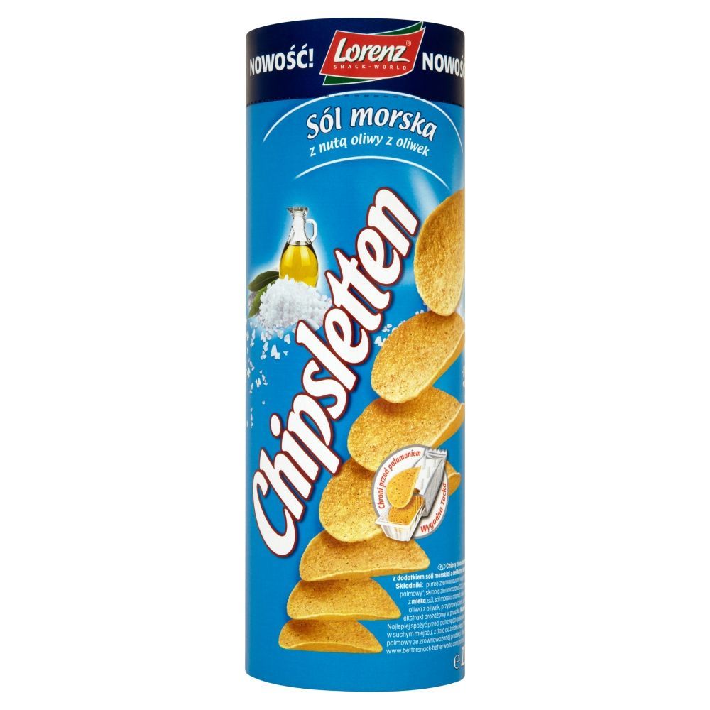 Chipsletten Sól morska z nutą oliwy z oliwek Chipsy ziemniaczane 100 g