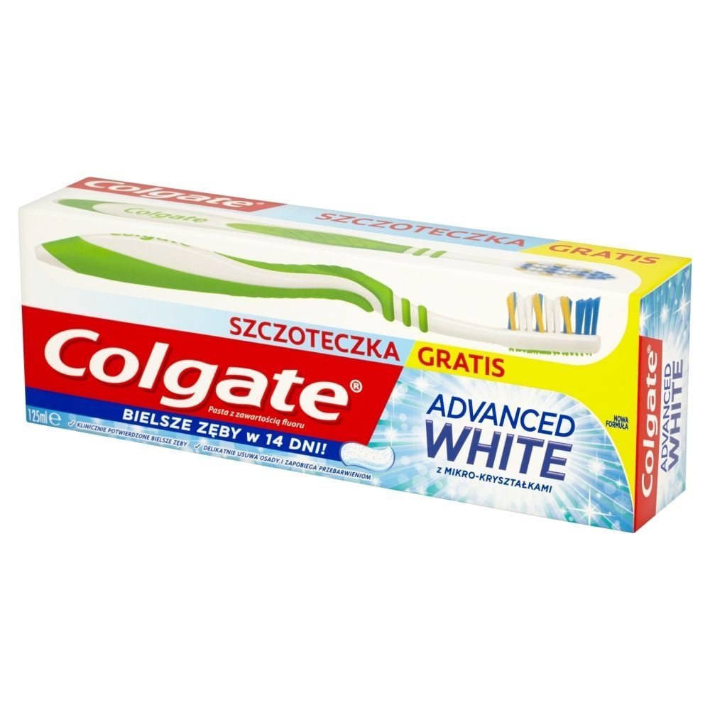 Colgate Advanced White Pasta z zawartością fluoru 125 ml + Szczoteczka