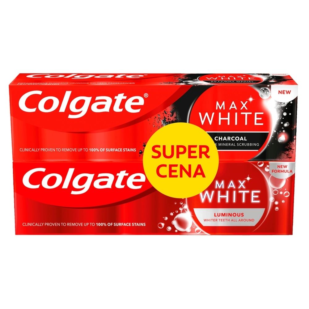 Colgate Max White Charcoal & Luminous Wybielająca pasta do zębów Zestaw 2 x 75 ml