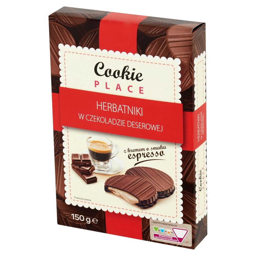 Cookie Place Herbatniki w czekoladzie deserowej z kremem o smaku espresso 150 g