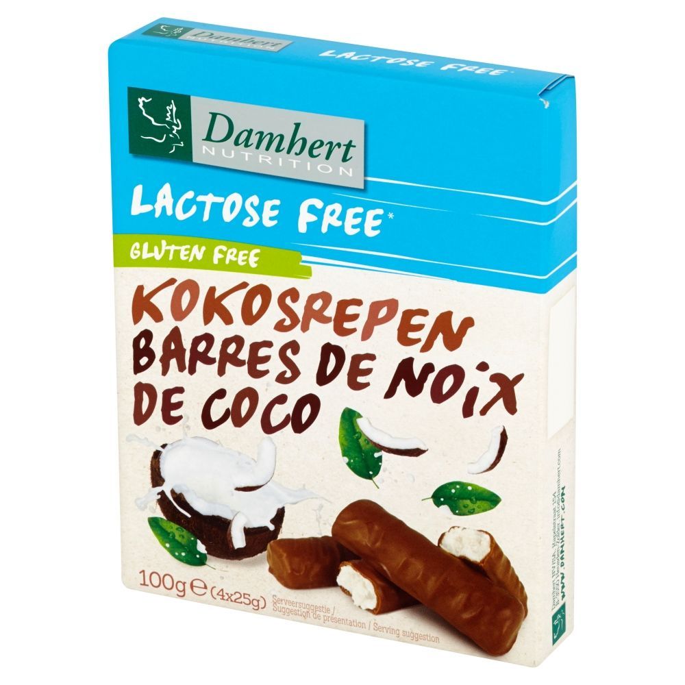 Damhert Nutrition Baton kokosowy bez laktozy 100 g (4 sztuki)