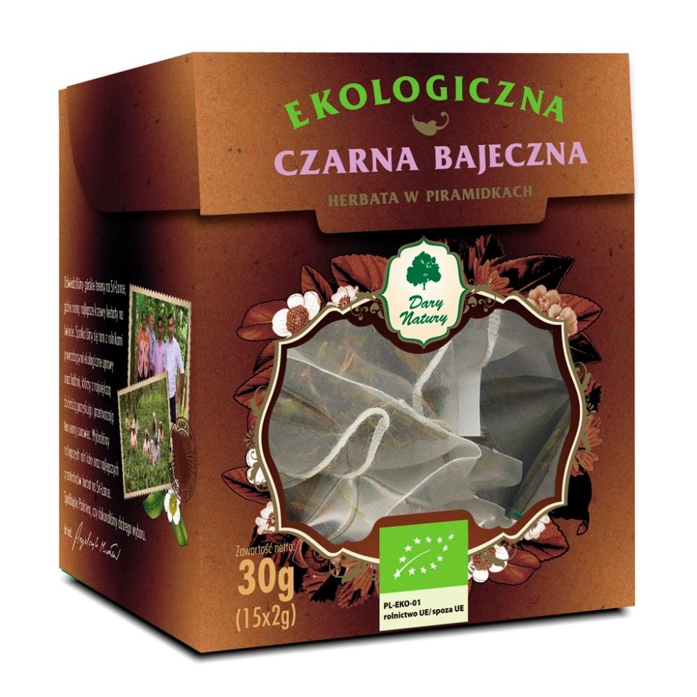 Dary Natury Ekologiczna herbata czarna bajeczna cejlońska 15x2g piramidki