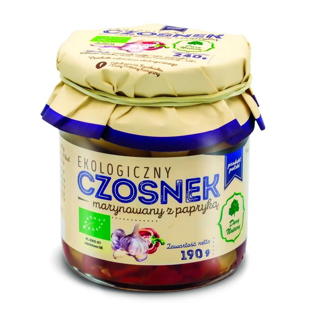 Dary Natury Ekologiczny czosnek marynowany z papryką 190g