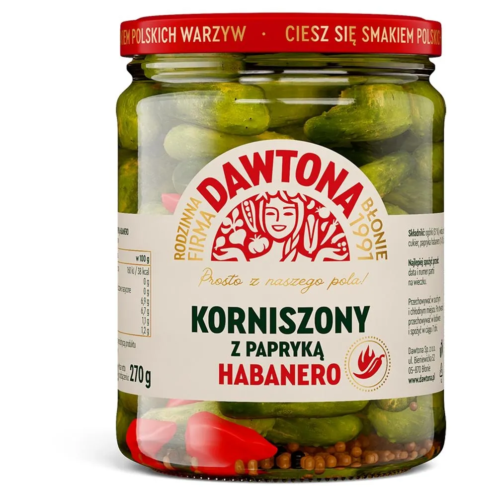 Dawtona Korniszony z papryką habanero 520 g