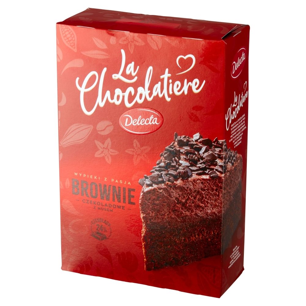 Delecta La Chocolatiere Brownie czekoladowe z musem mieszanka do wypieku ciasta 463 g