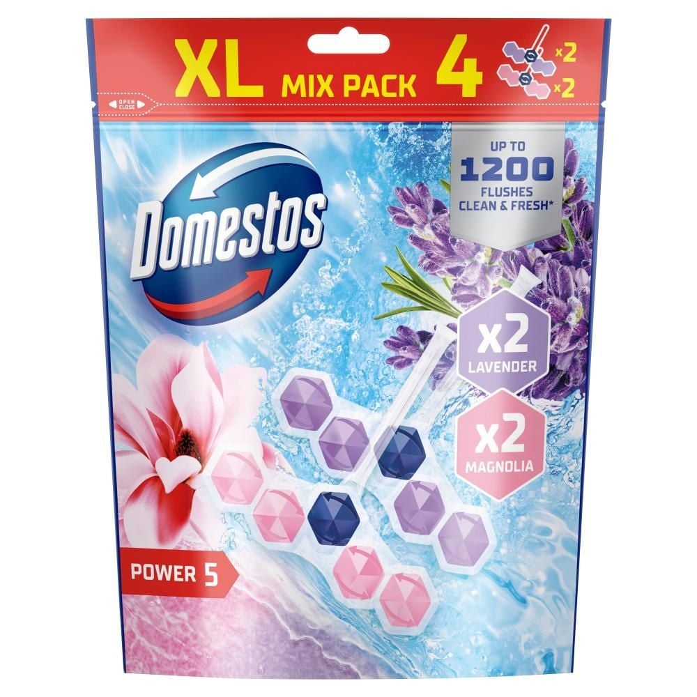 Domestos Power 5 XL Magnolia Lavender Kostka toaletowa 4 x 50 g