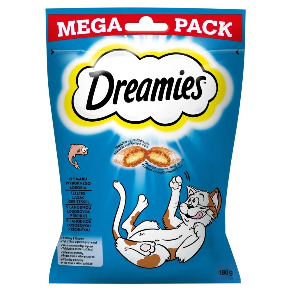 Dreamies Karma uzupełniająca dla dorosłych kotów i kociąt o smaku wybornego łososia 180 g
