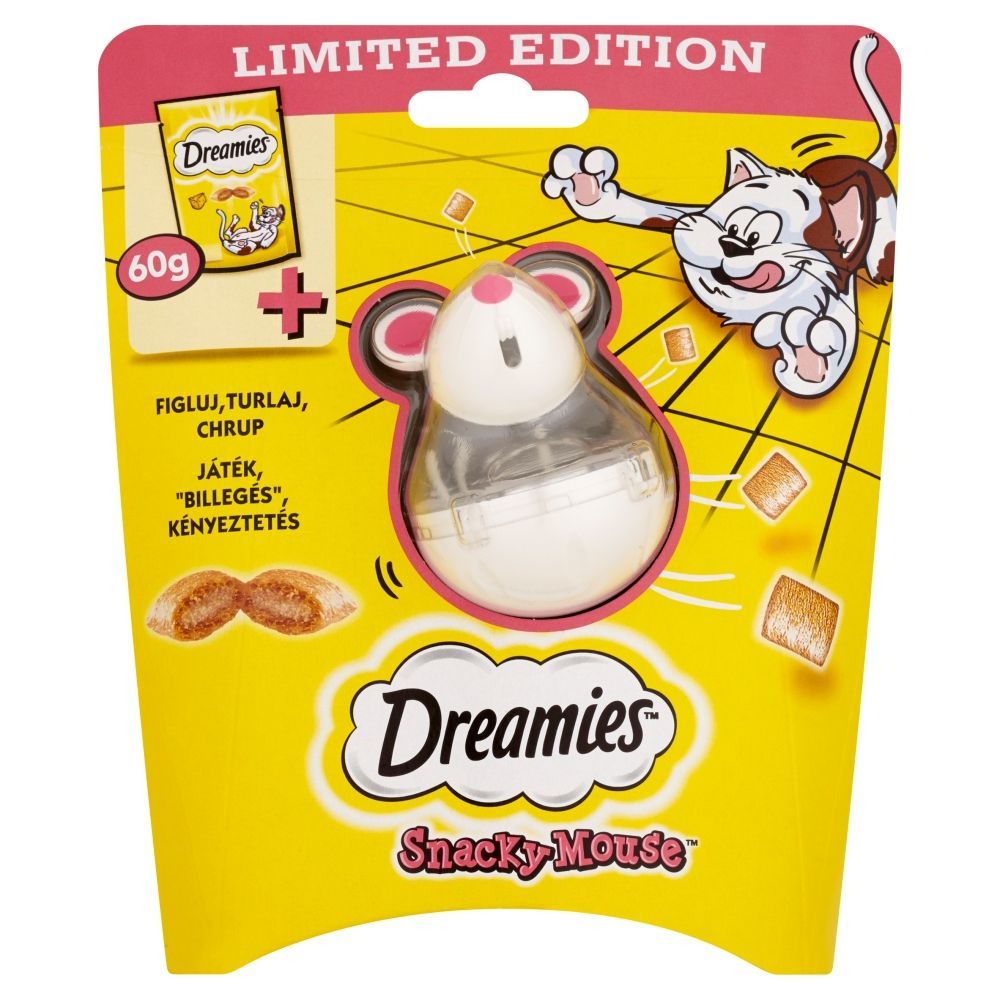 Dreamies Snacky Mouse Karma uzupełniająca dla kotów dorosłych i kociąt 60 g + zabawka