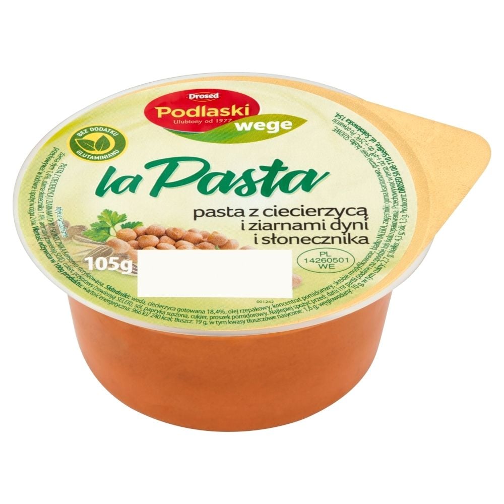 Drosed Podlaski wege la Pasta Pasta z ciecierzycą i ziarnami dyni i słonecznika 105 g