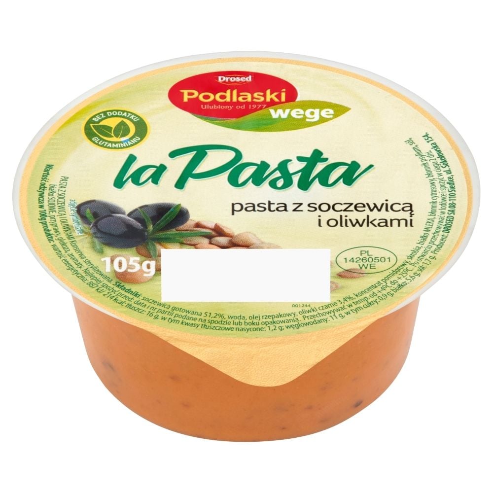 Drosed Podlaski wege la Pasta Pasta z soczewicą i oliwkami 105 g