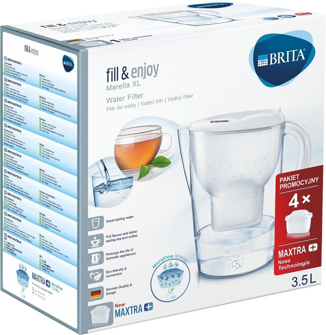 Dzbanek do Wody BRITA Marella XL Biały+ 4 wkłady Maxtra+ Pure Performance