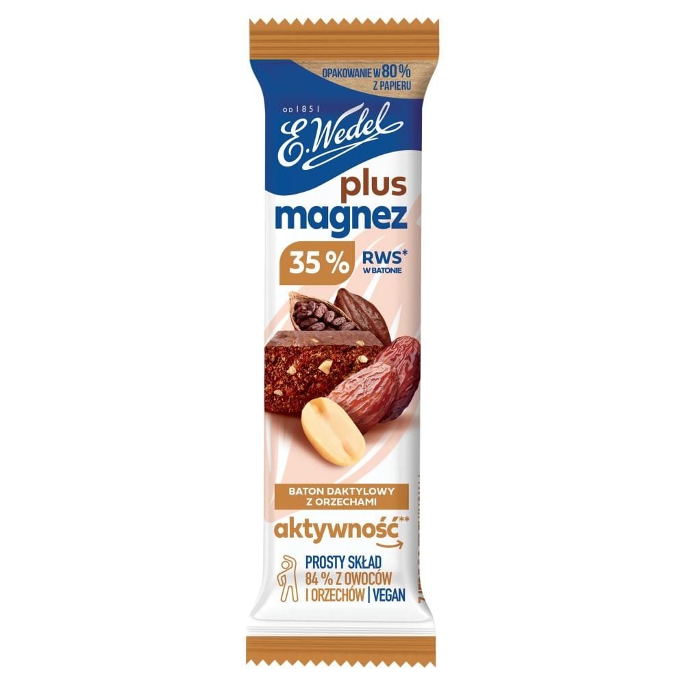 E. Wedel Plus Magnez Baton daktylowy z orzechami 28 g