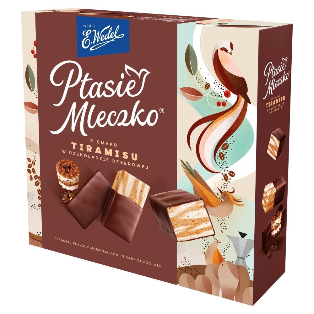 E. Wedel Ptasie mleczko o smaku tiramisu w czekoladzie deserowej 340 g
