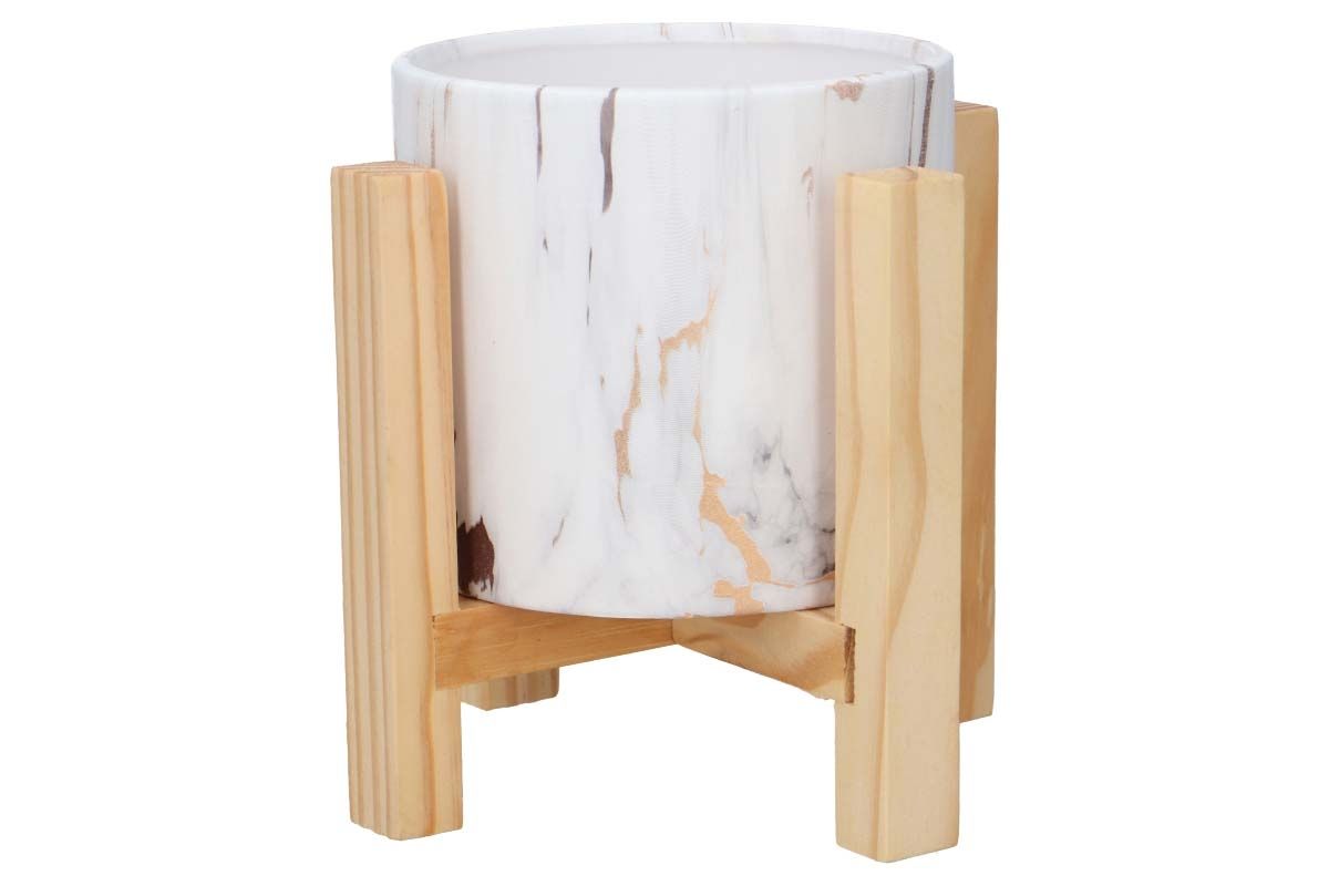 EM&EM Osłonka ceramiczna na stojaku biała 15 x 15 x 15 cm