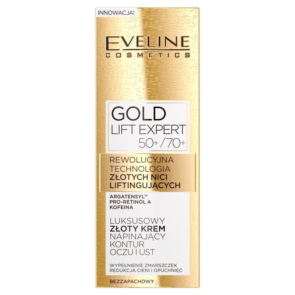 Eveline cosmetics Gold Lift Expert Luksusowy złoty krem napinający kontur oczu i ust, 50+/70+