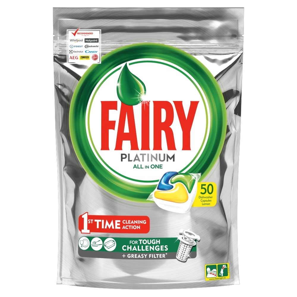 Fairy Platinum All in One Lemon Kapsułki do zmywarki 50 sztuk