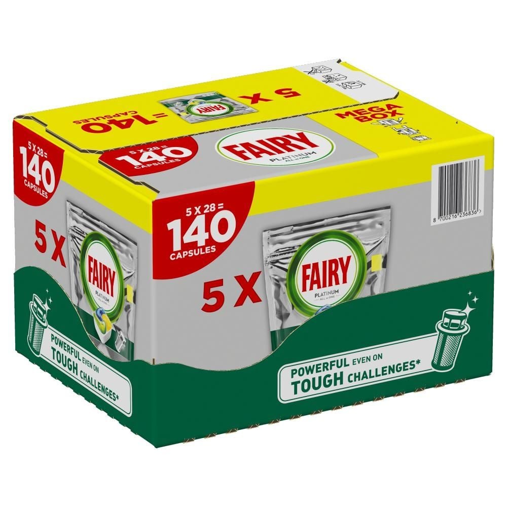 Fairy Platinum Cytryna Kapsułki do zmywarki All In One, 140 tabletek
