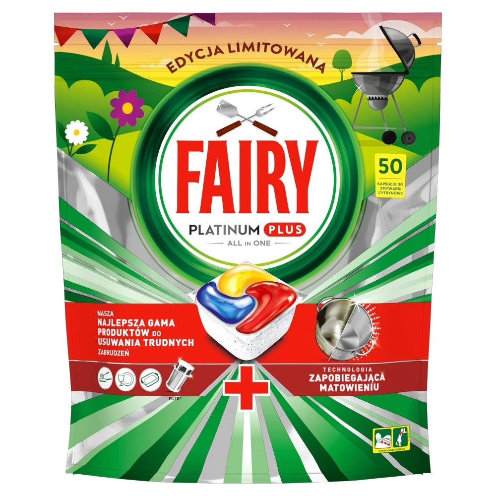 Fairy Platinum Cytryna Kapsułki do zmywarki All In One, 50 tabletek