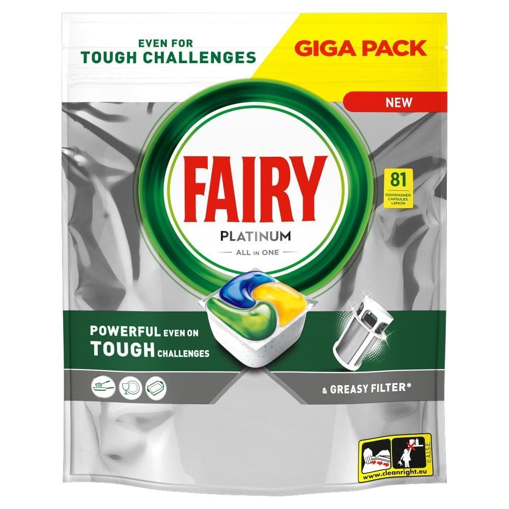 Fairy Platinum Cytryna Kapsułki do zmywarki All In One, 81 tabletek