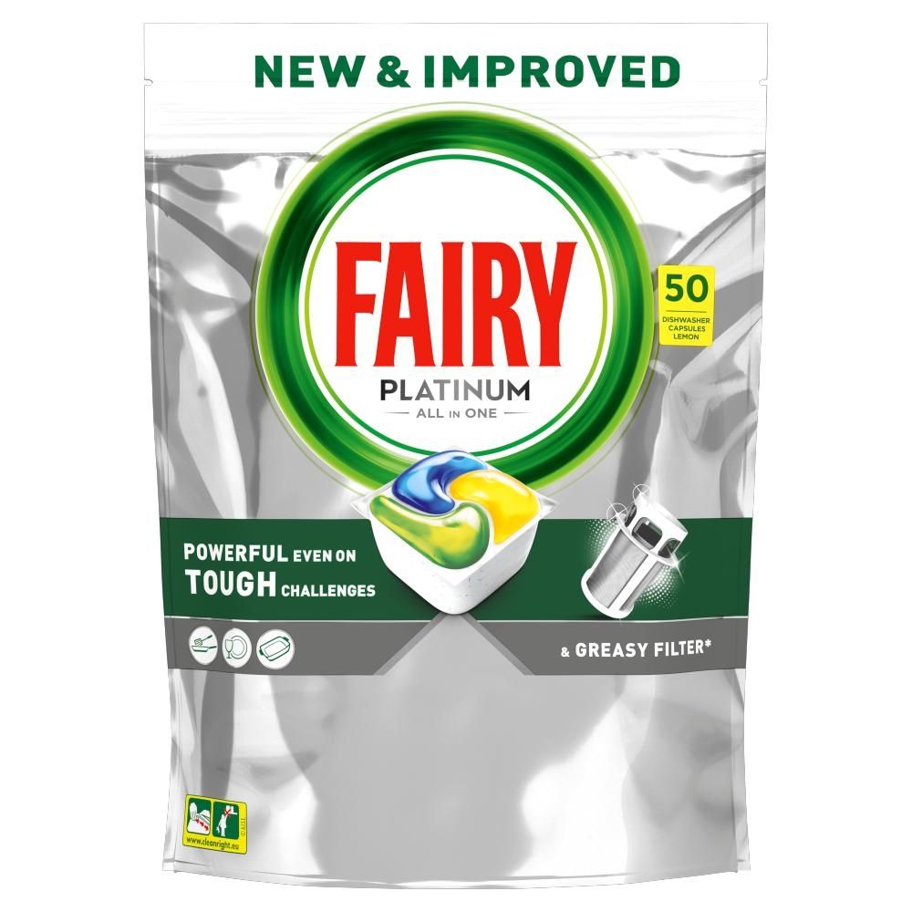 Fairy Platinum Cytryna Tabletki do zmywarki All In One, 50 tabletek