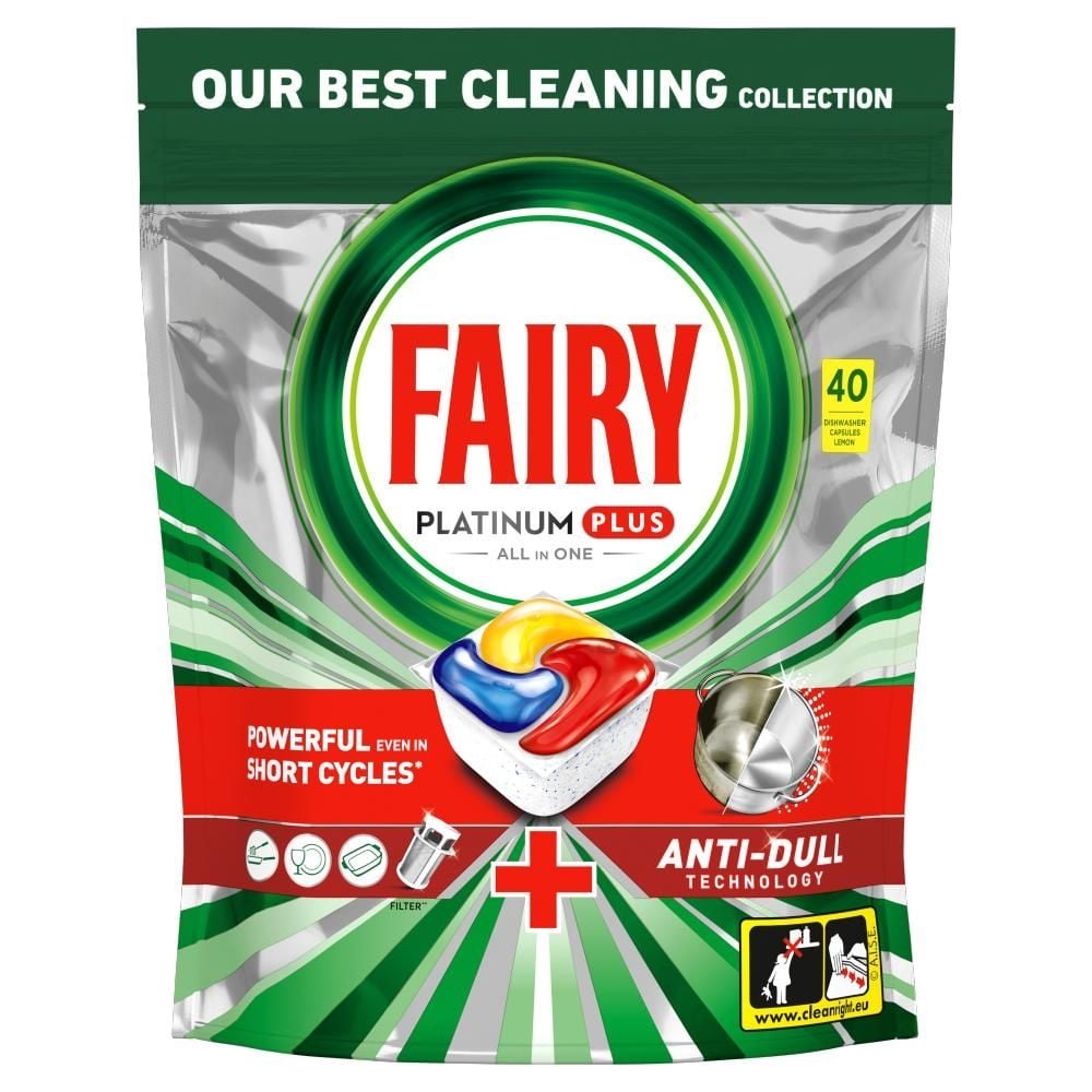 Fairy Platinum Plus Cytryna Tabletki do zmywarki All In One, 40 tabletek