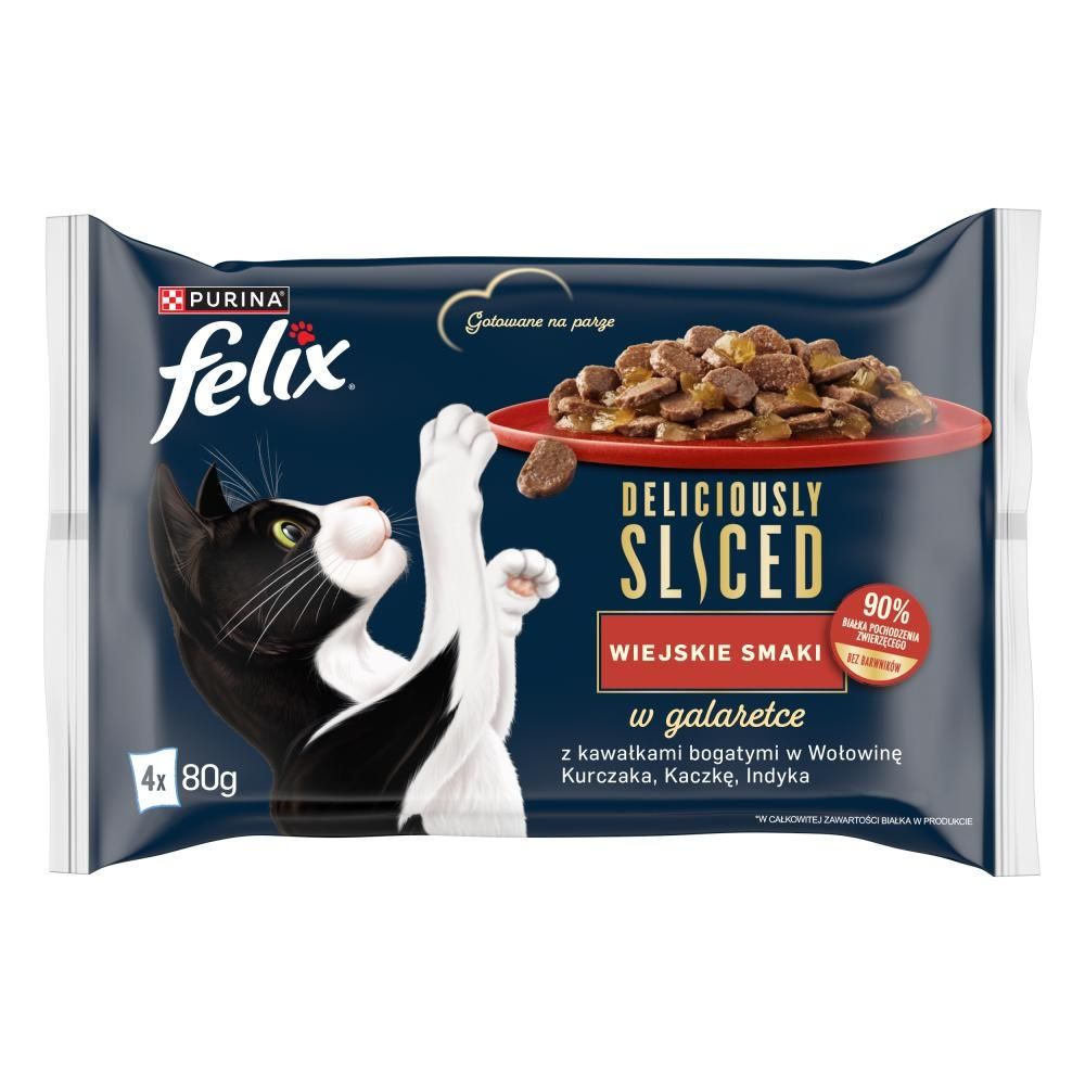 FELIX Deliciously Sliced Wiejskie Smaki Mokra karma dla kota 4x80 g