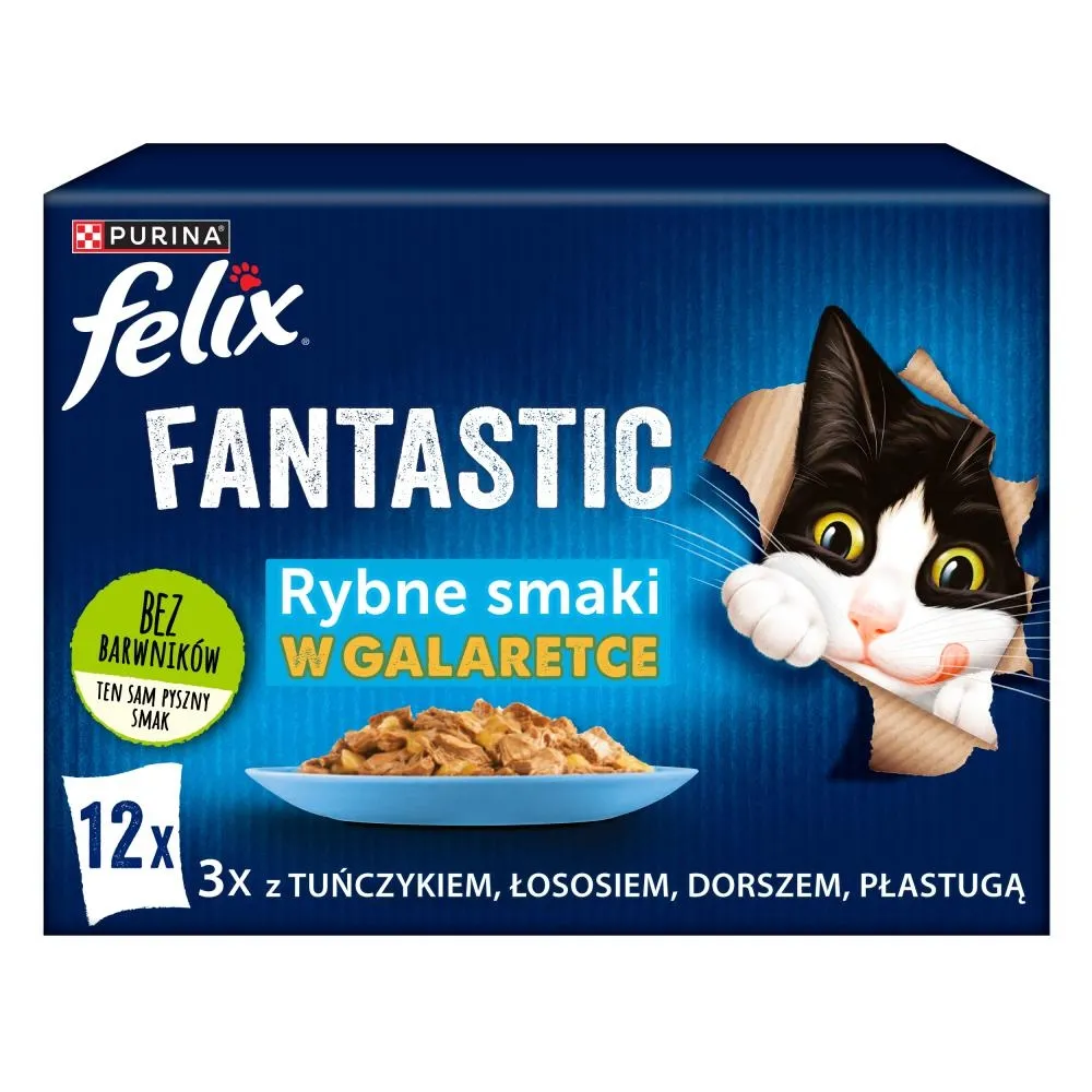 Felix Fantastic Karma dla kotów rybne smaki w galaretce 1,02 kg (12 x 85 g)