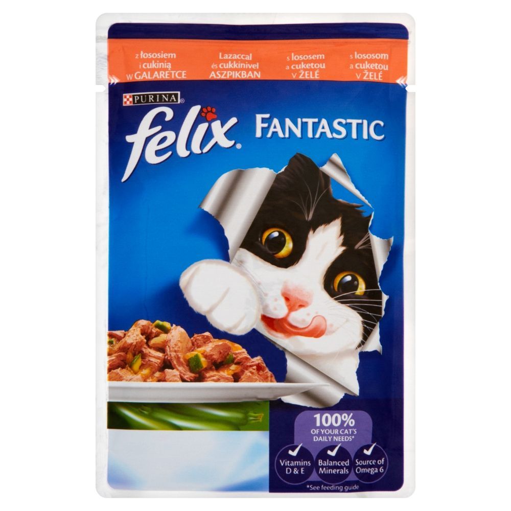 Felix Fantastic z łososiem i cukinią w galaretce Pełnoporcjowa karma 100 g