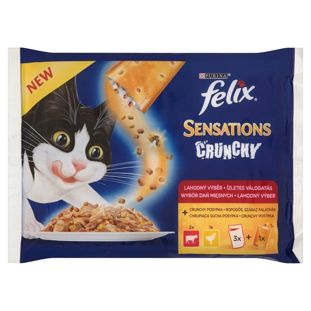 Felix Sensations Crunchy Wybór dań mięsnych + chrupiąca sucha posypka 312 g